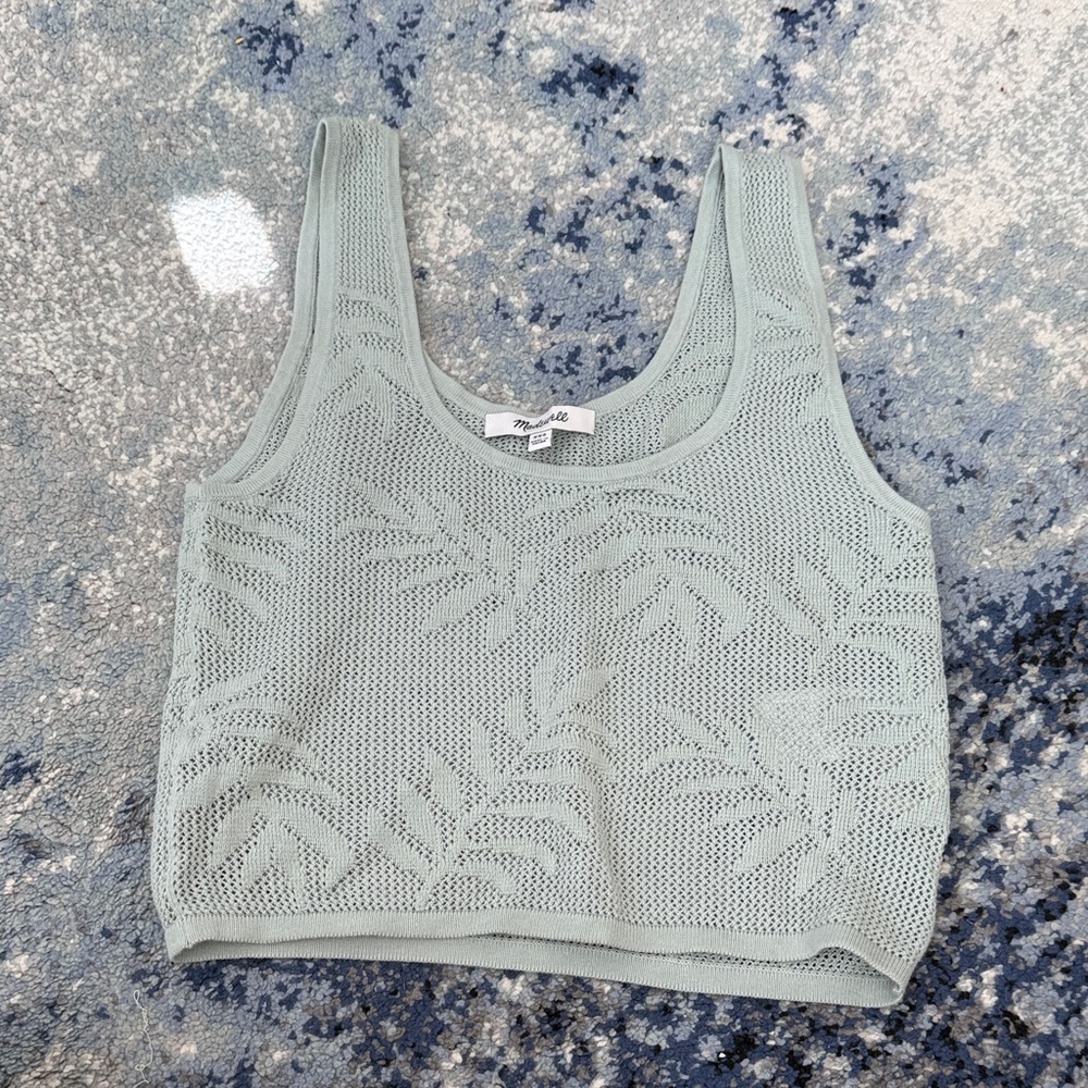 Madewell Light Green tropical Knit Crop Top